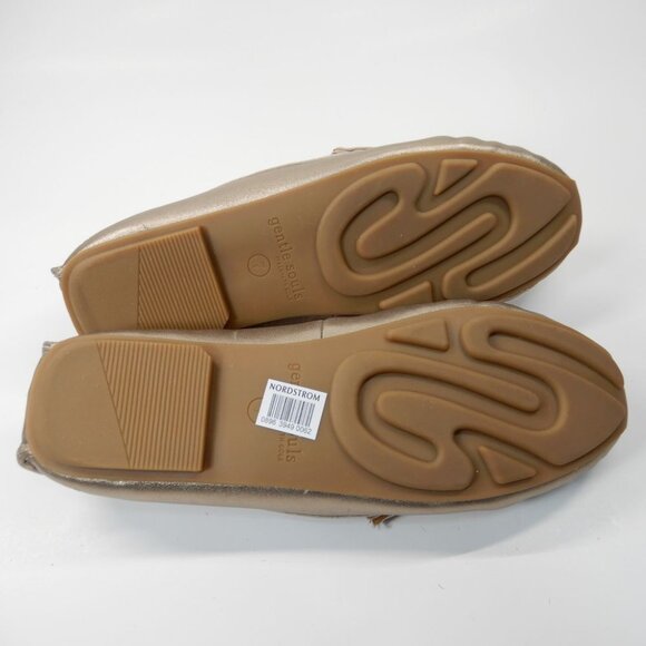 Gentle Souls Madison Driving Loafers Flats 7 Gravel Metallic Leather Comfort NEW - Picture 13 of 16